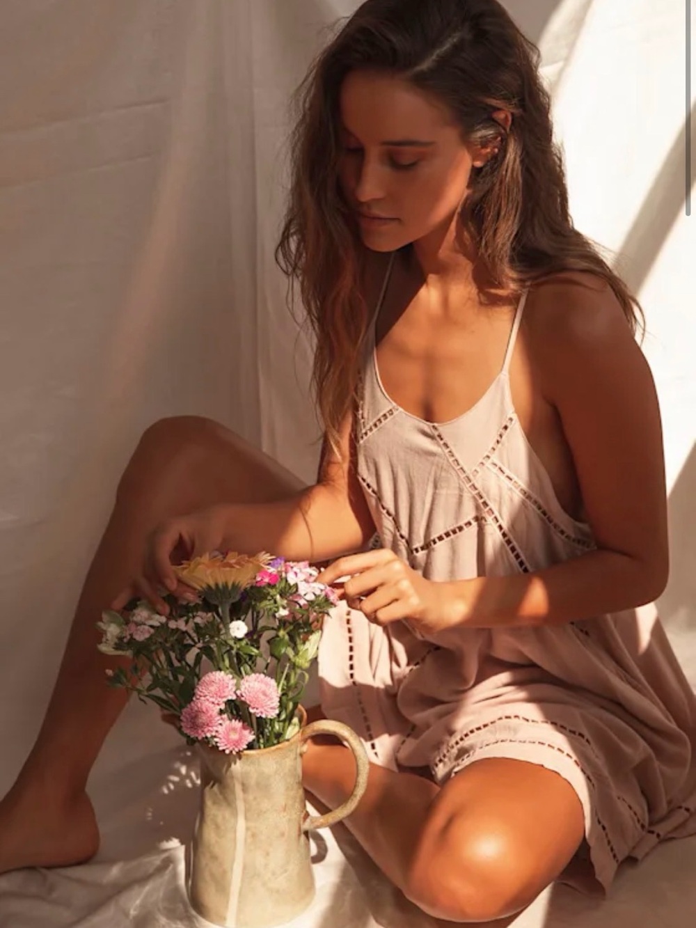 Light Mauve Sleeveless Spaghetti Strap Summer Dress